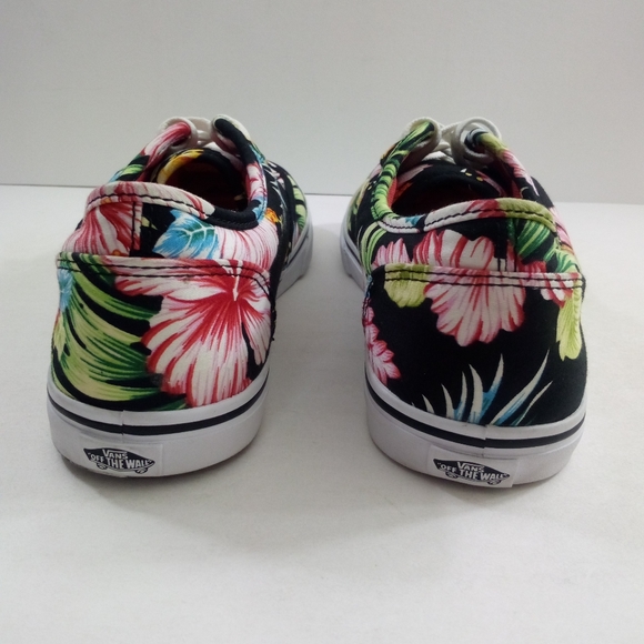 Vans Authentic Hawaiian Floral Boys 6.5 Women 8 Black Red Skateboarding Shoes - Picture 4 of 8